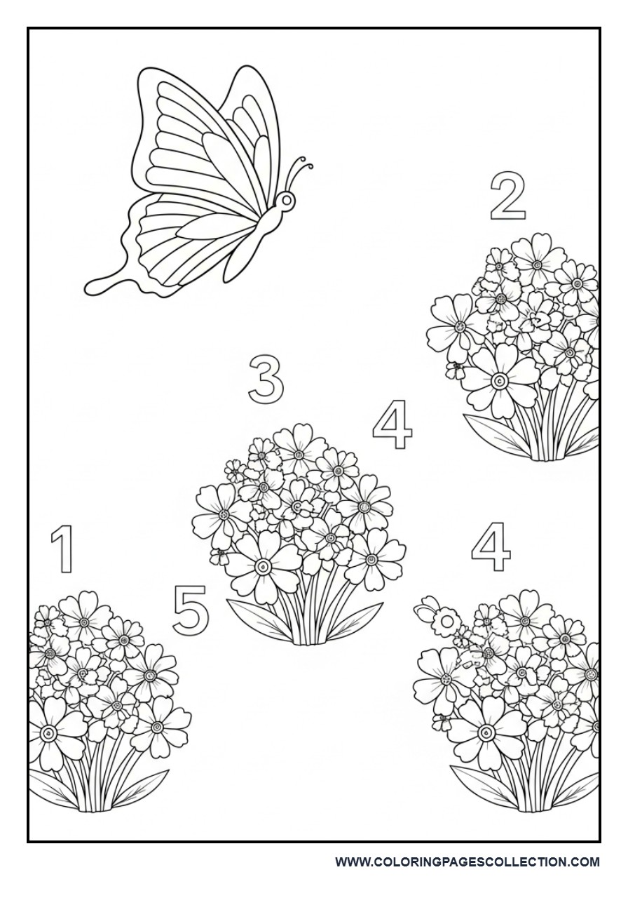Butterfly with Number Counting Flowers