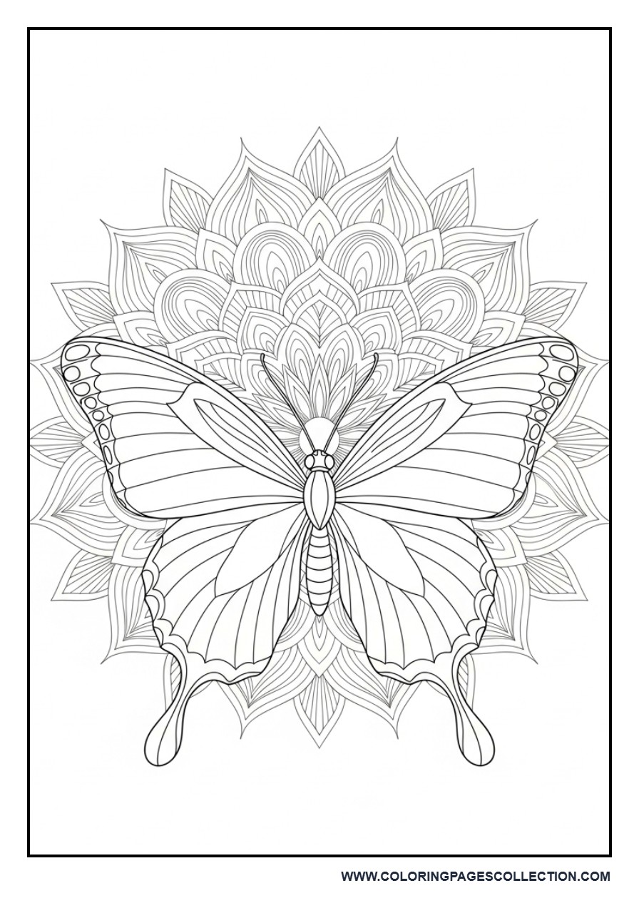 Butterfly with Simple Mandala Circle