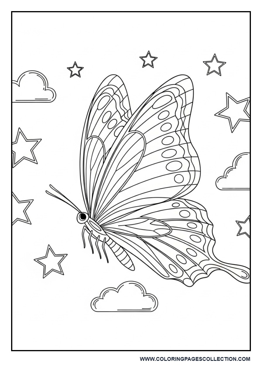 Butterfly with Starry Sky Background