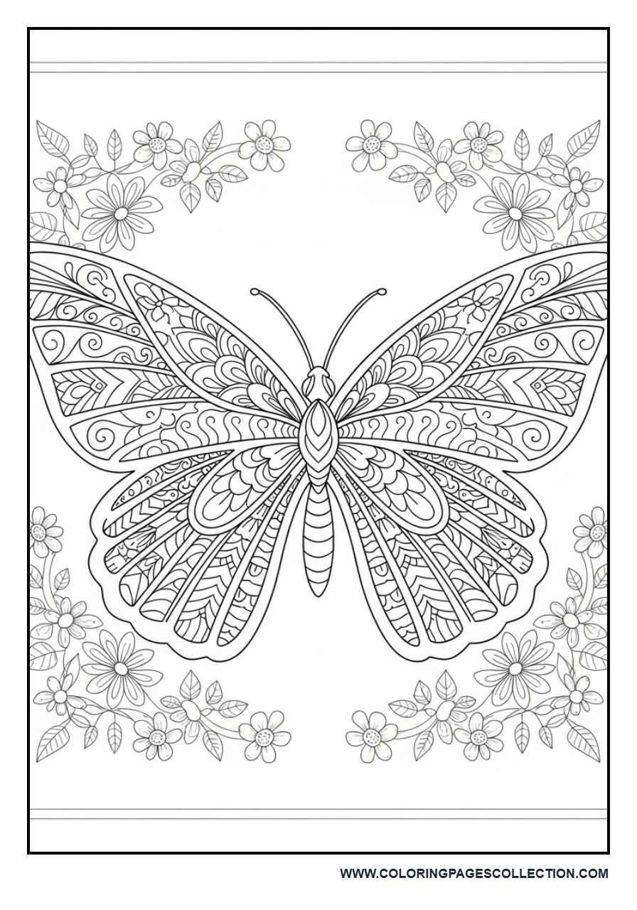 Decorative Butterfly with Floral Background