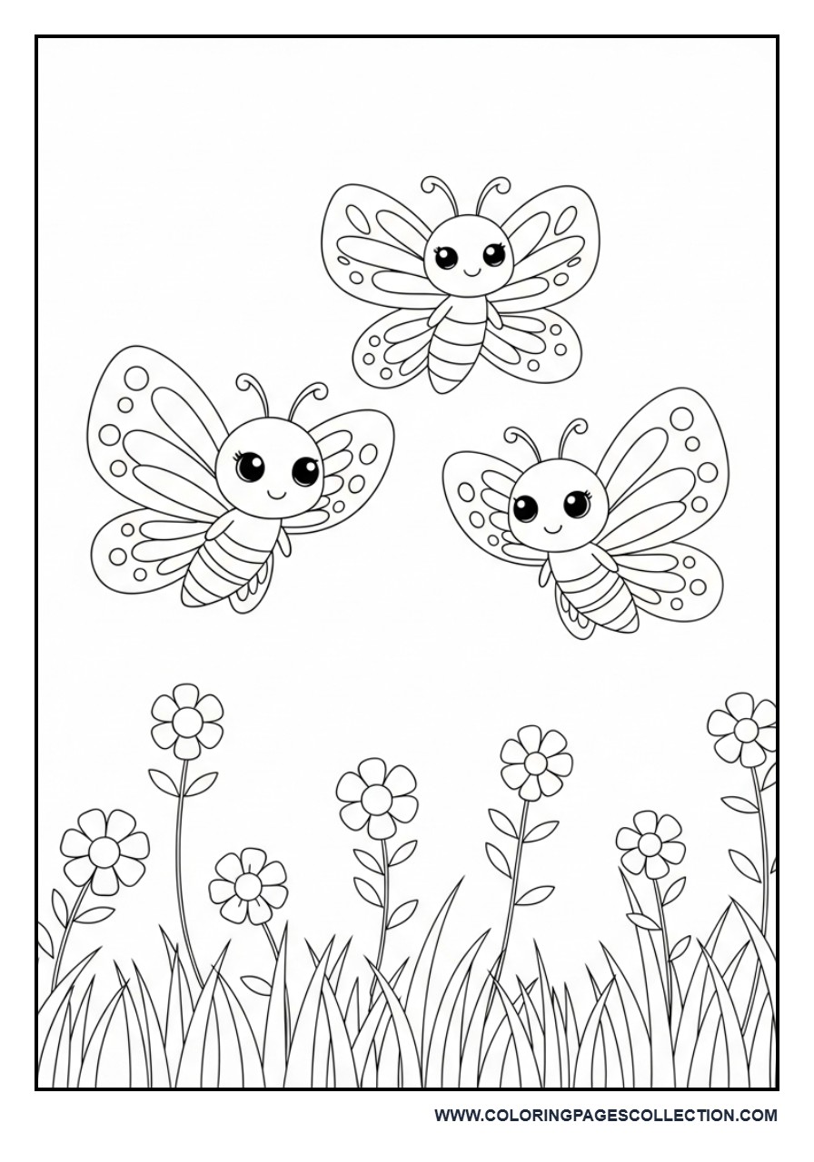 Kawaii Butterfly Family Scene