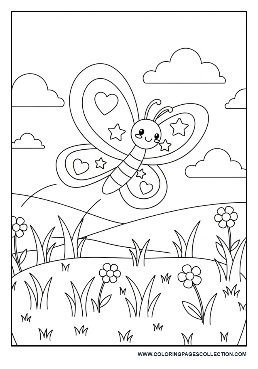 Kawaii Butterfly in Meadow