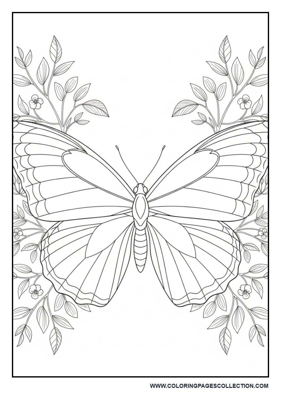 Large Center Butterfly Coloring Page