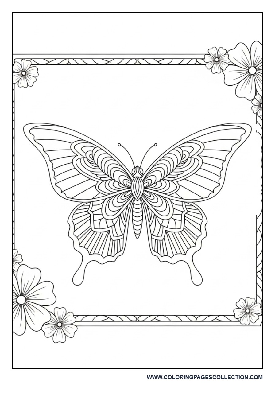 Mandala Butterfly in Simple Frame