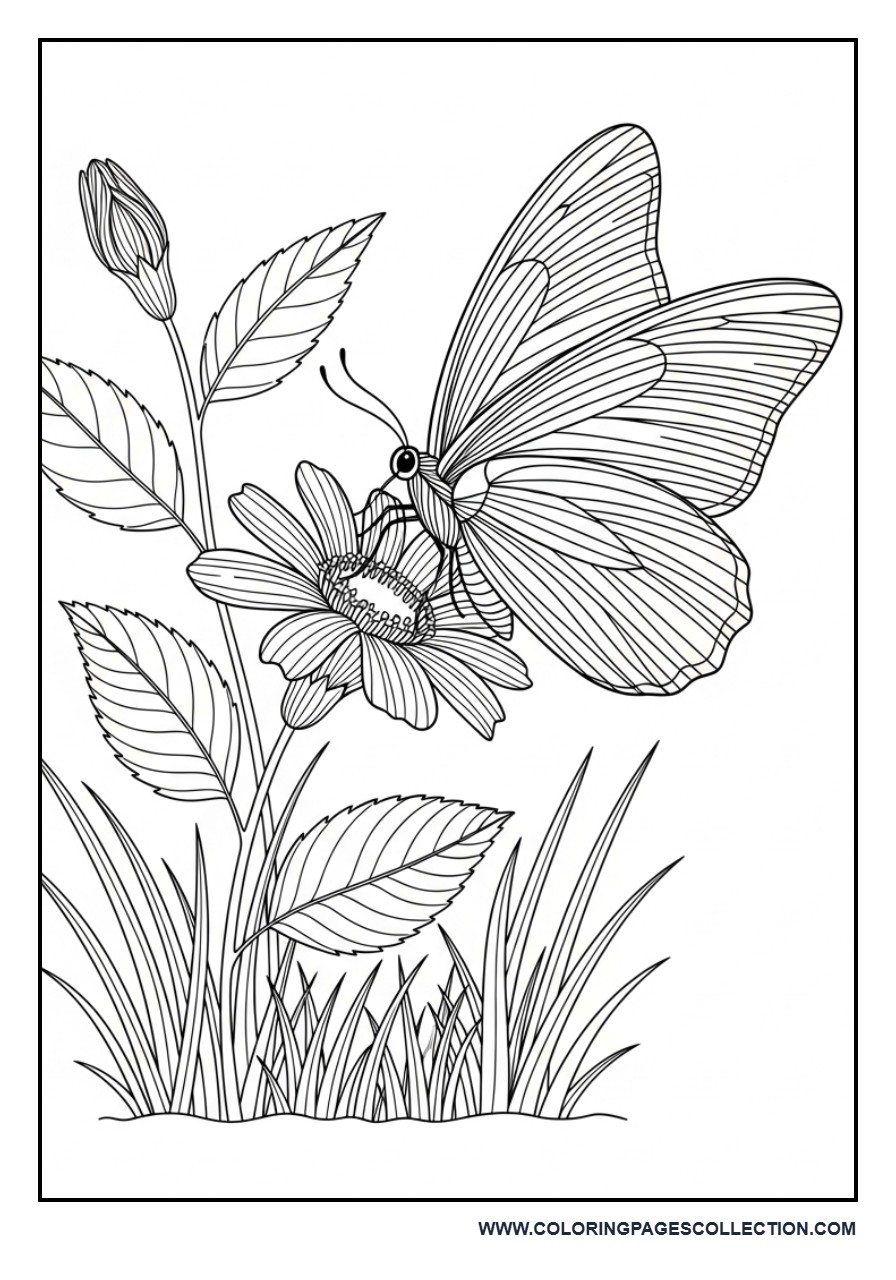 Realistic Butterfly on Flower