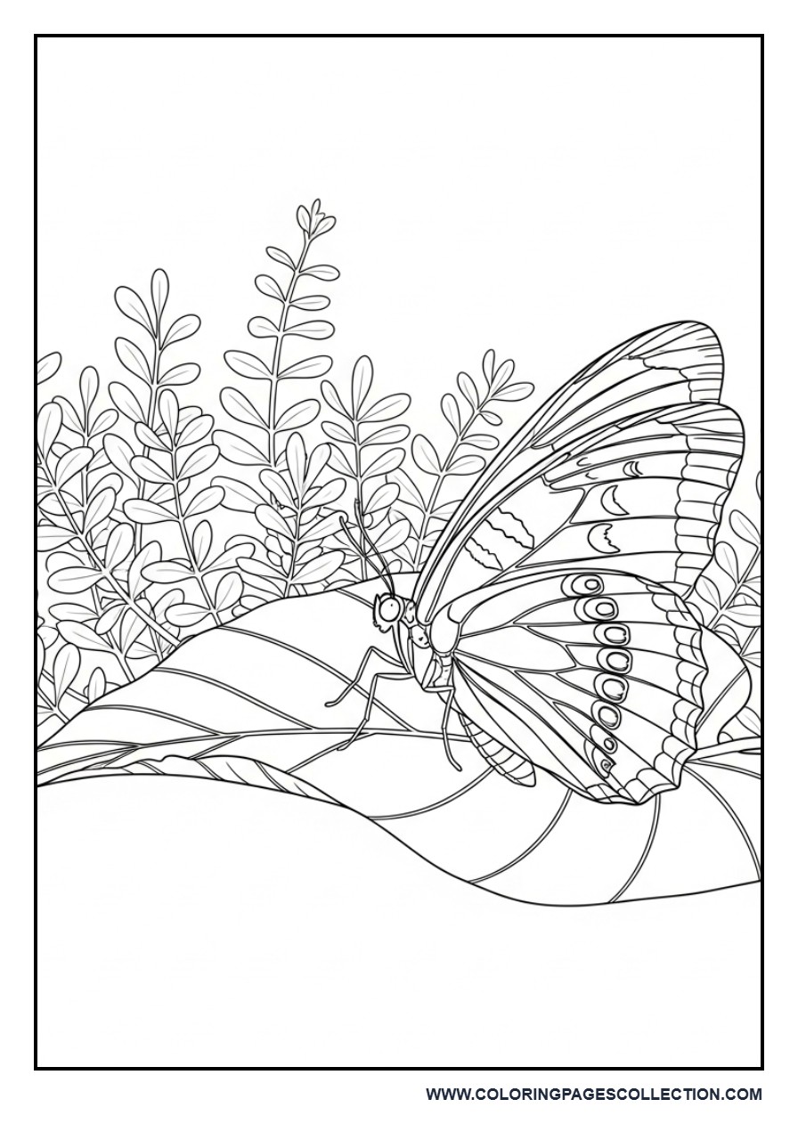 Realistic Butterfly on Leaf