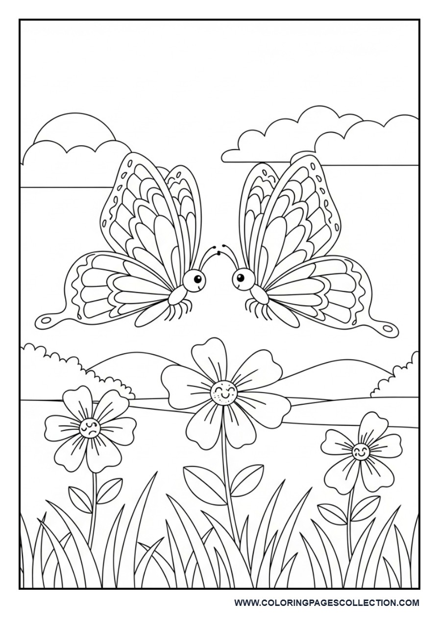 Two Butterflies in Garden