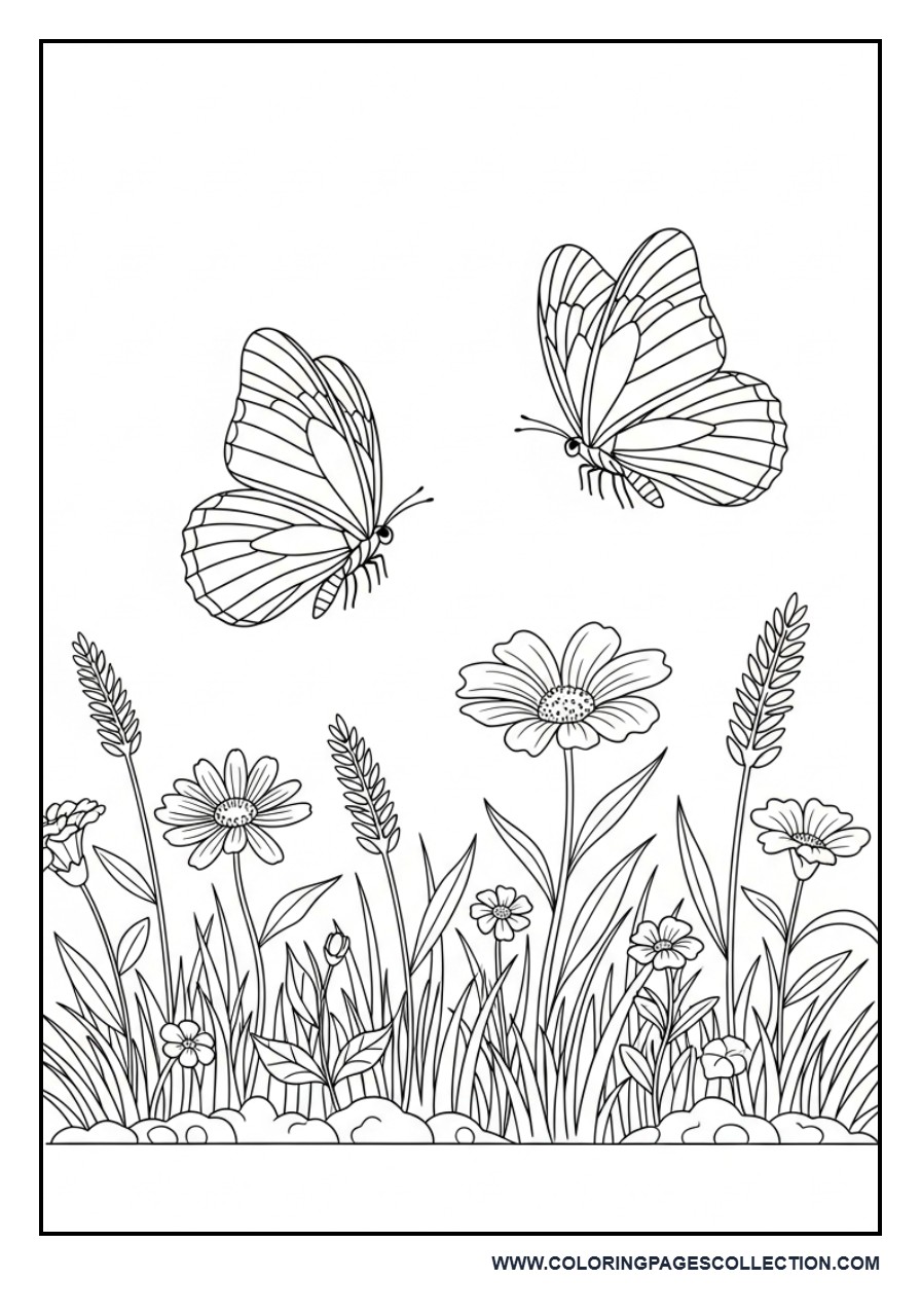 Two Realistic Butterflies in Garden