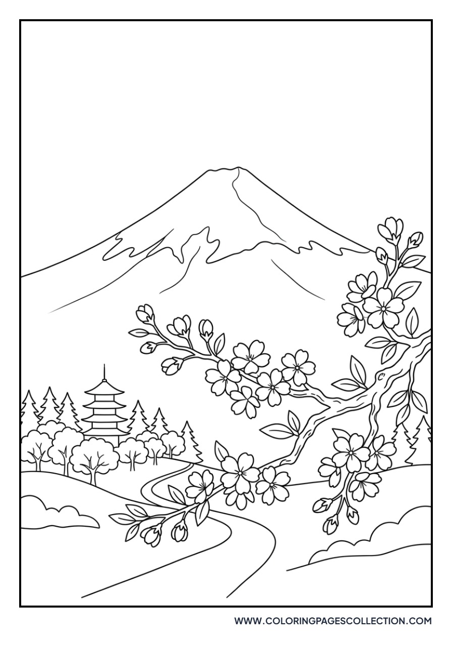 Cherry Blossom and Mount Fuji