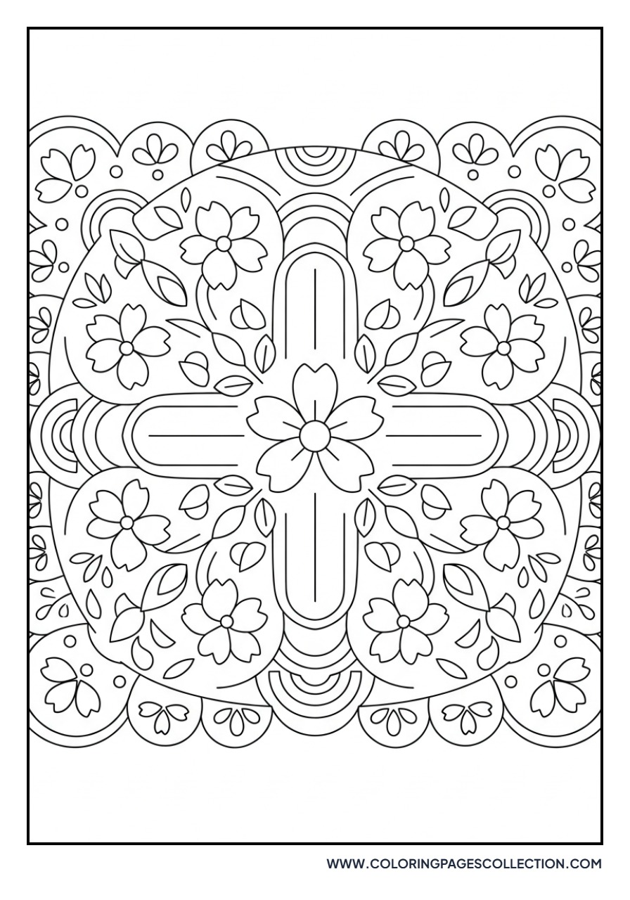 Cherry Blossom Mandala Square