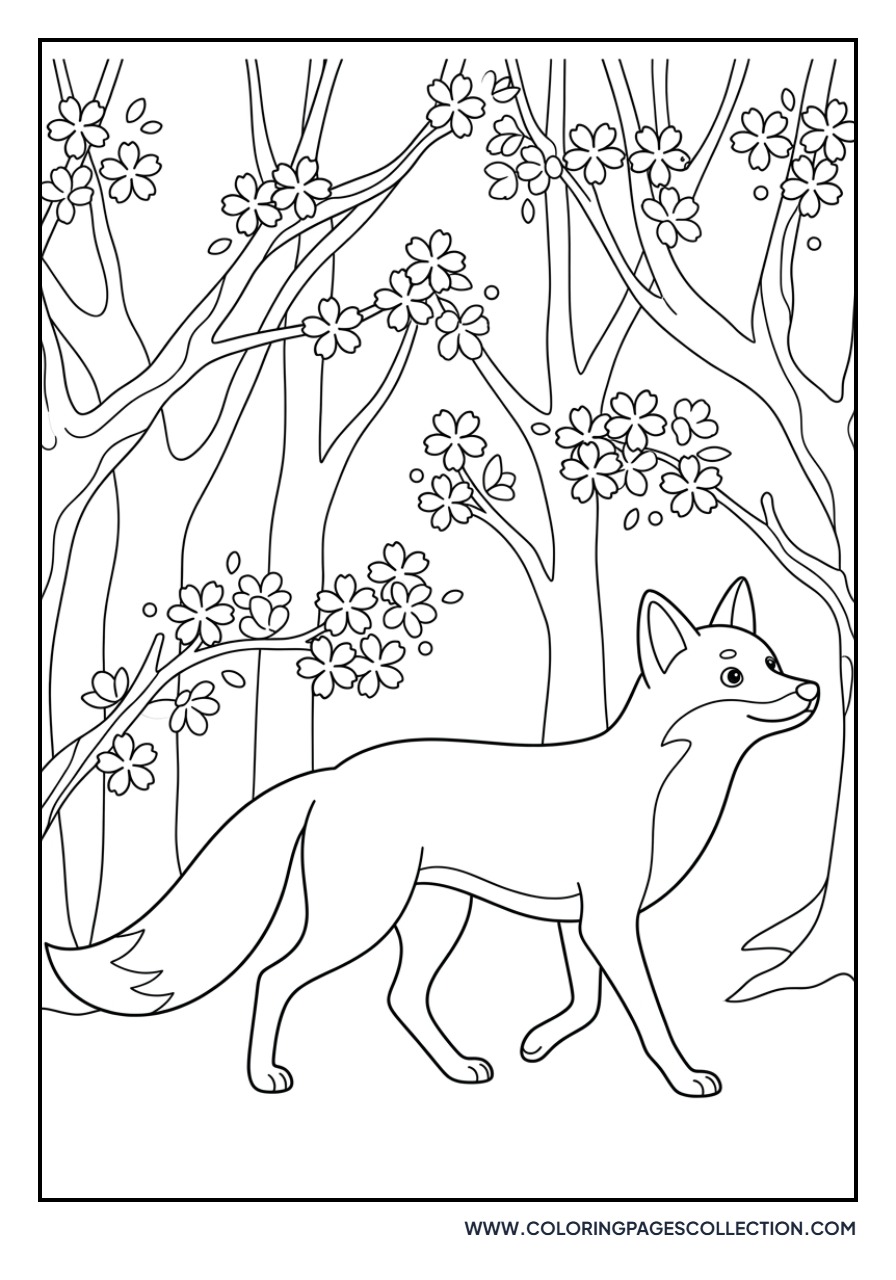 Fox in Sakura Forest