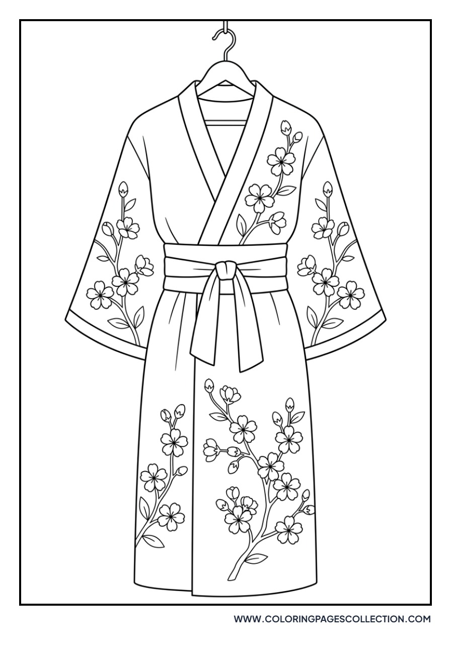 Kimono with Sakura Pattern