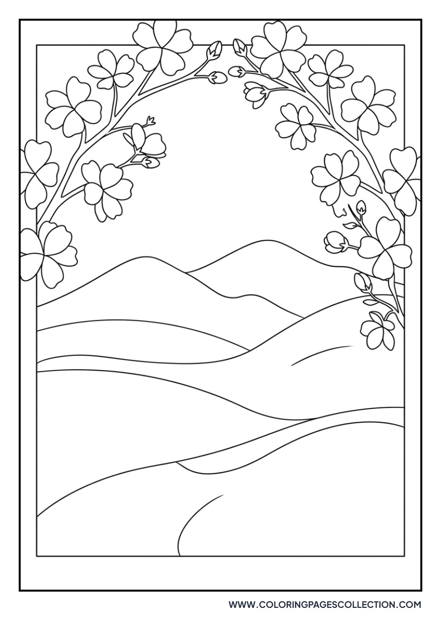Sakura and Mountains