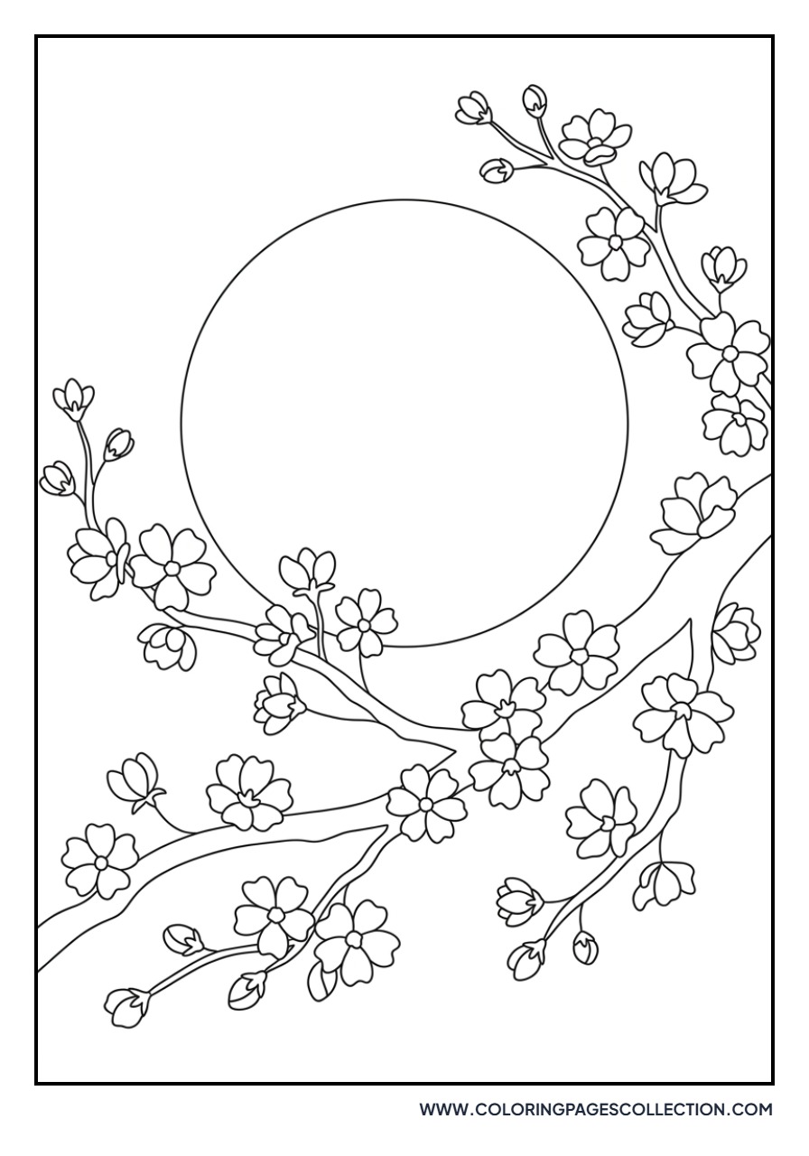 Sakura Blossoms and Moon