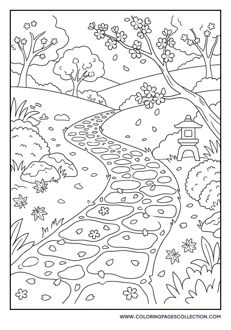 Sakura Petals on a Path