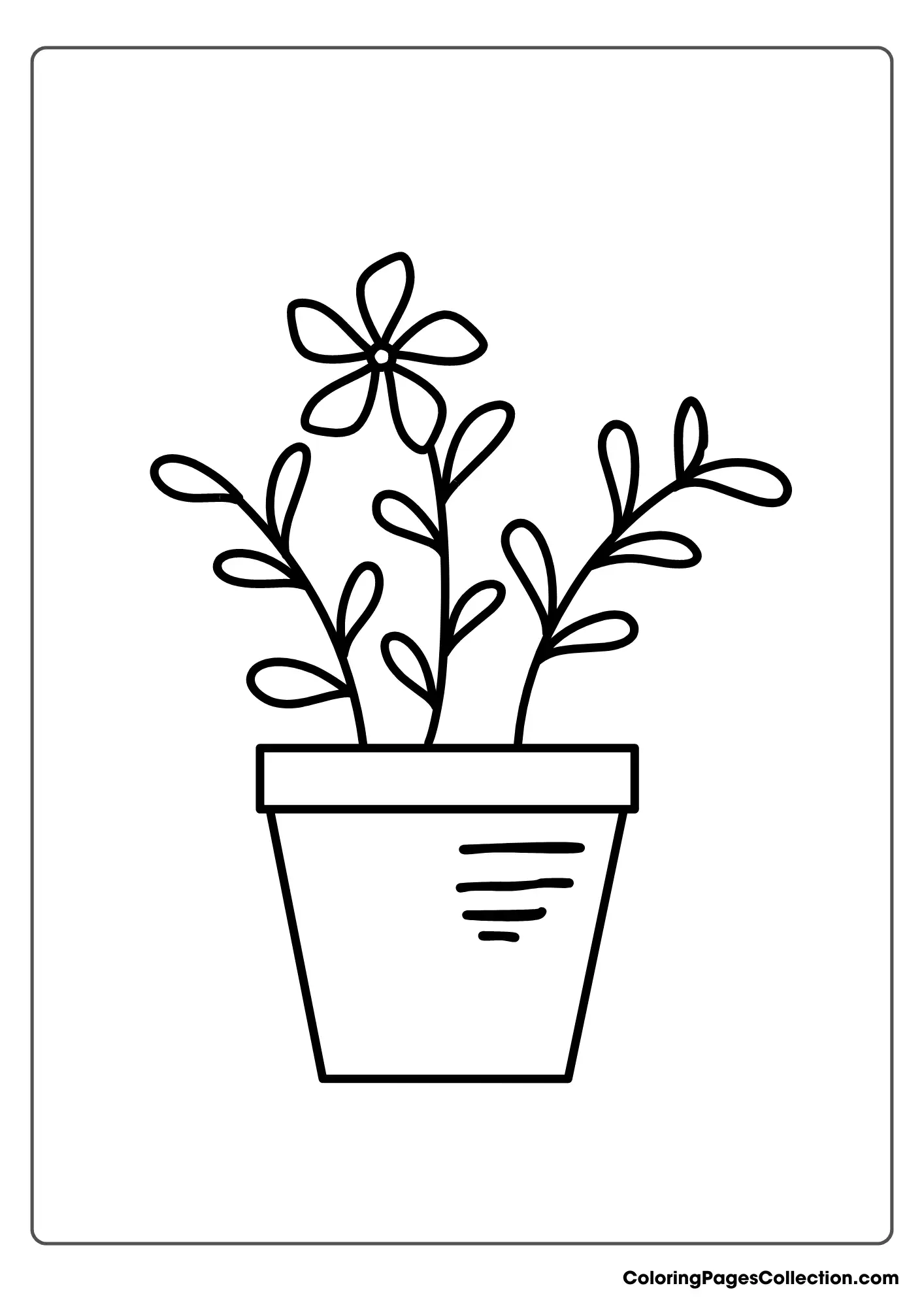 A Coloring Page Of A Plant In A Pot