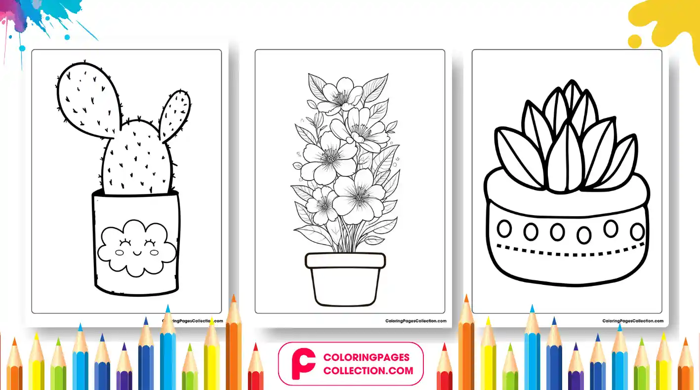 Flower Pot Coloring Pages