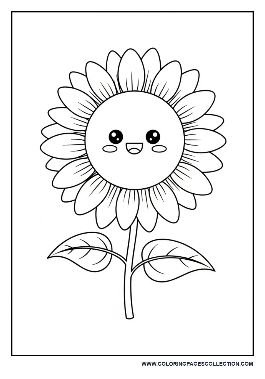 Cute Sunflower Coloring Page