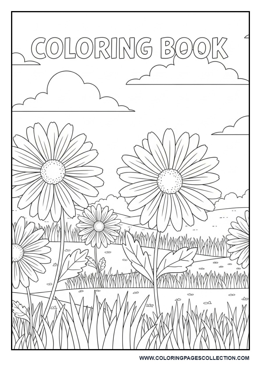 Daisy Meadow Coloring Page
