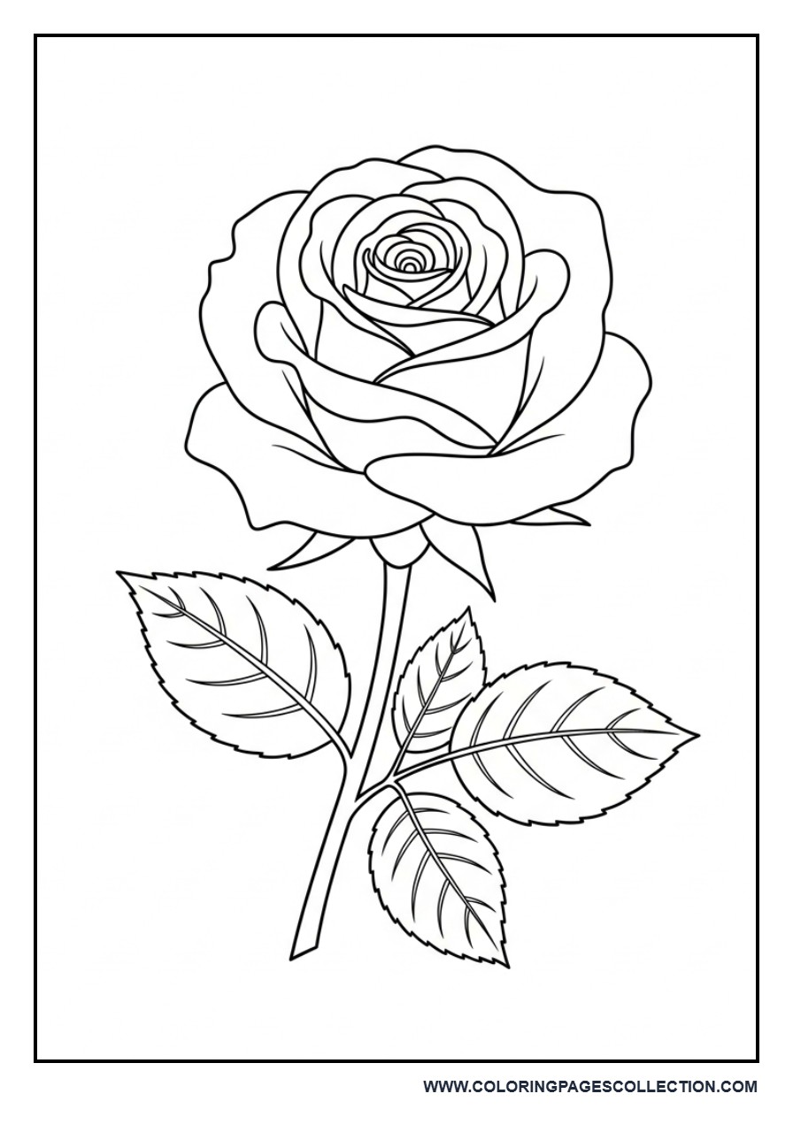 Simple Rose Coloring Page