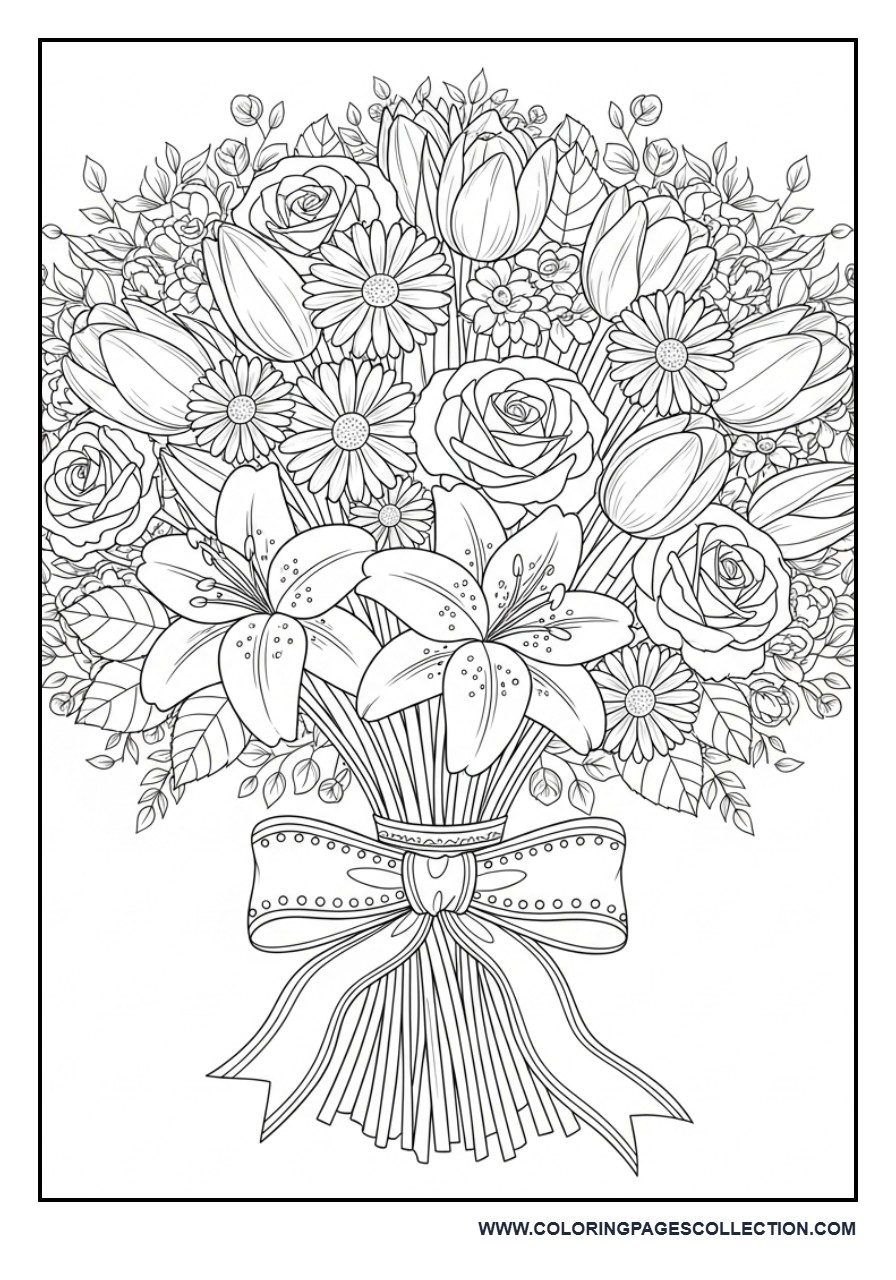 Vintage Floral Bouquet Coloring Page