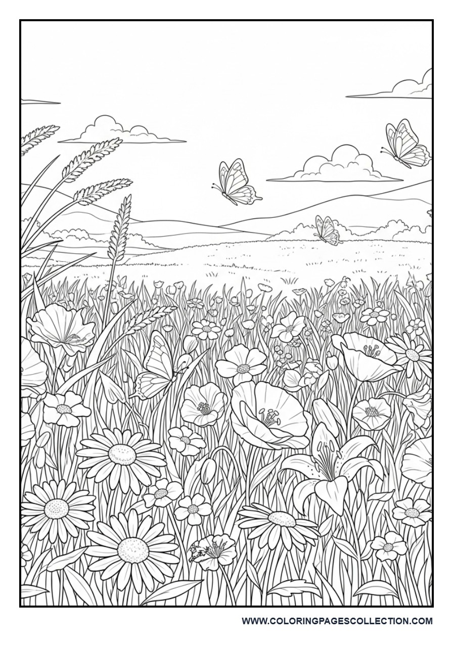 Wildflower Meadow Coloring Page