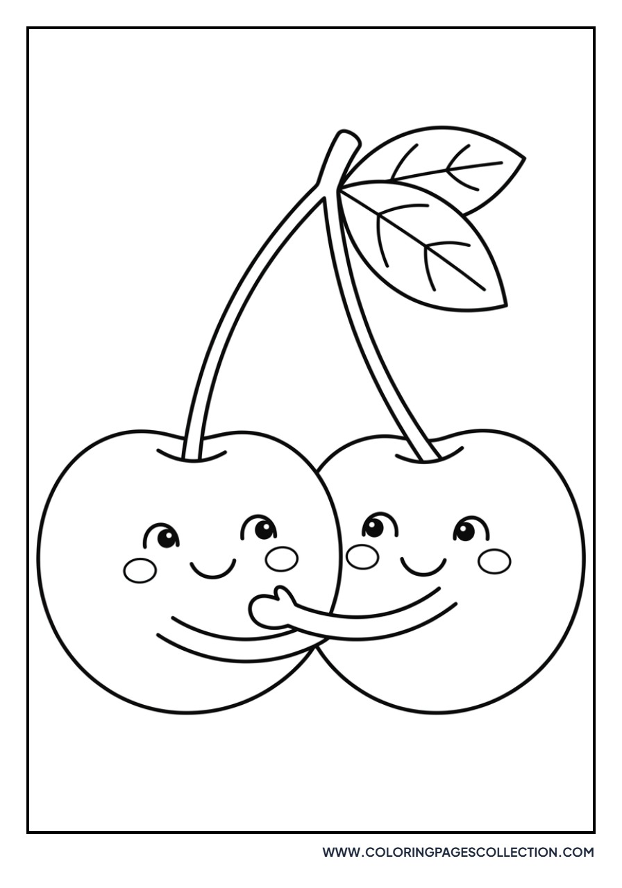 Kawaii Cherries Hugging