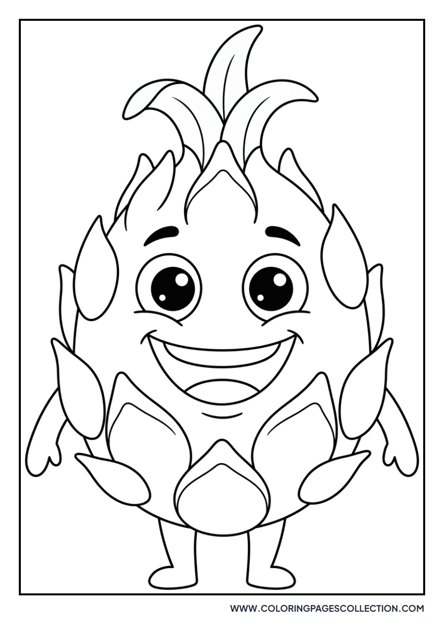 Kawaii Dragon Fruit Smiling