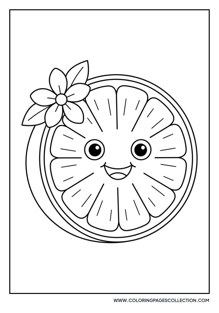 Kawaii Grapefruit with a Flower