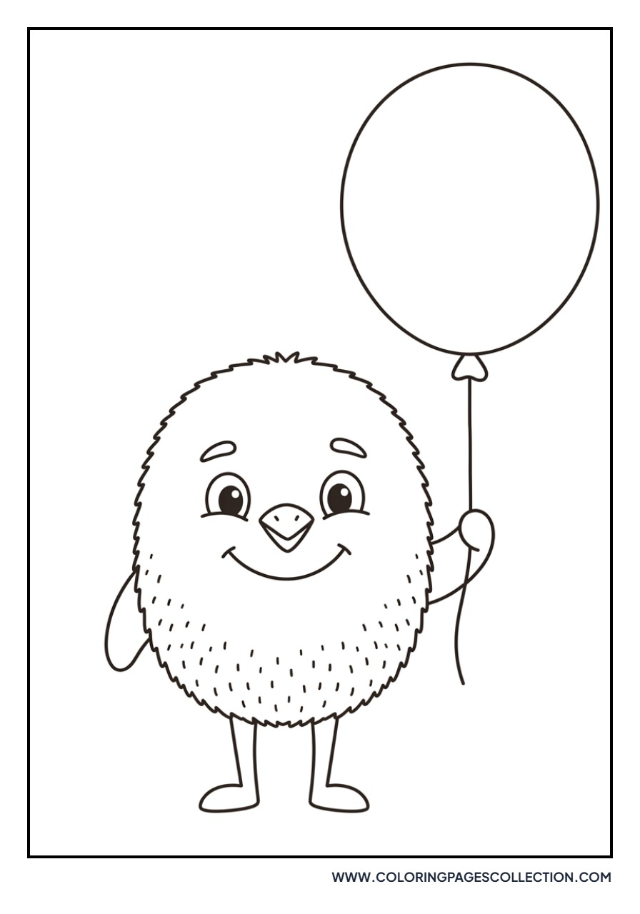 Kawaii Kiwi Holding a Balloon