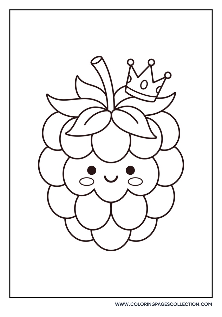 Kawaii Raspberry Wearing a Crown
