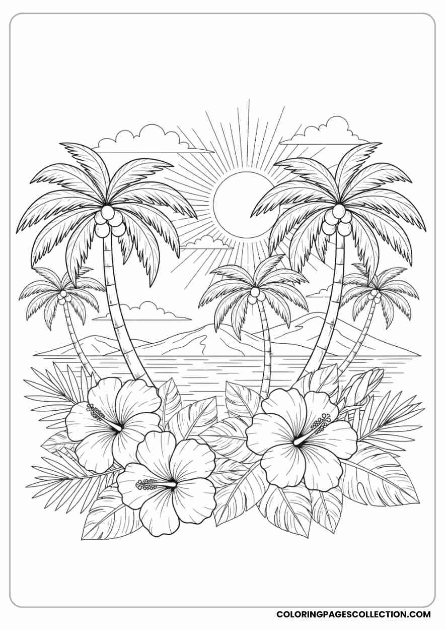 hibiscus coloring pages