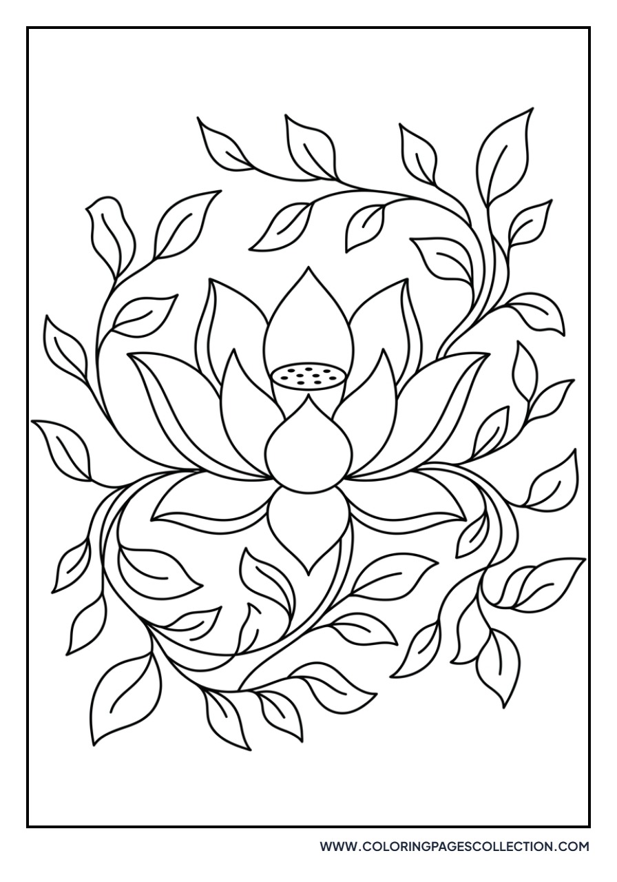 Lotus with Flowing Vines