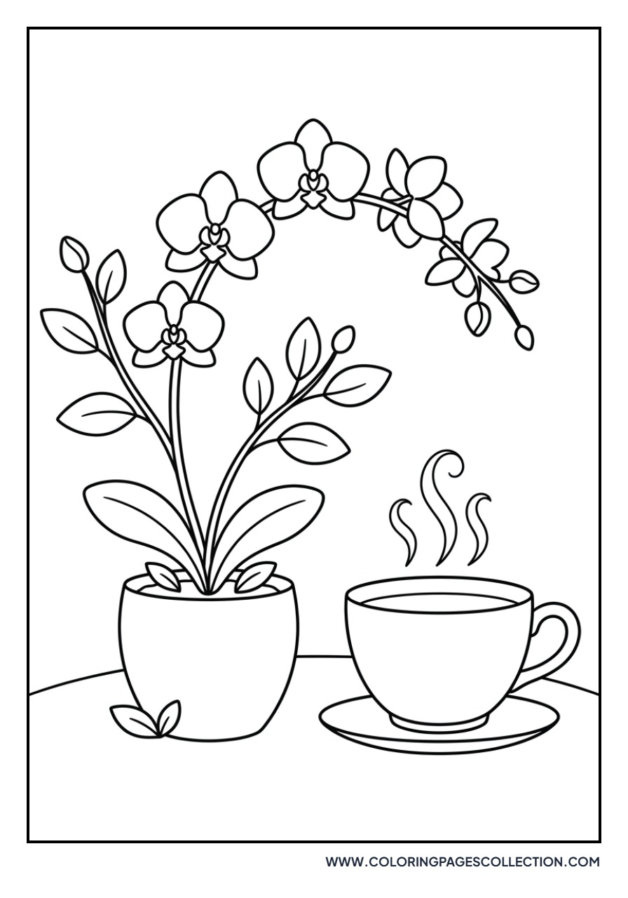 Orchid and Tea Cup