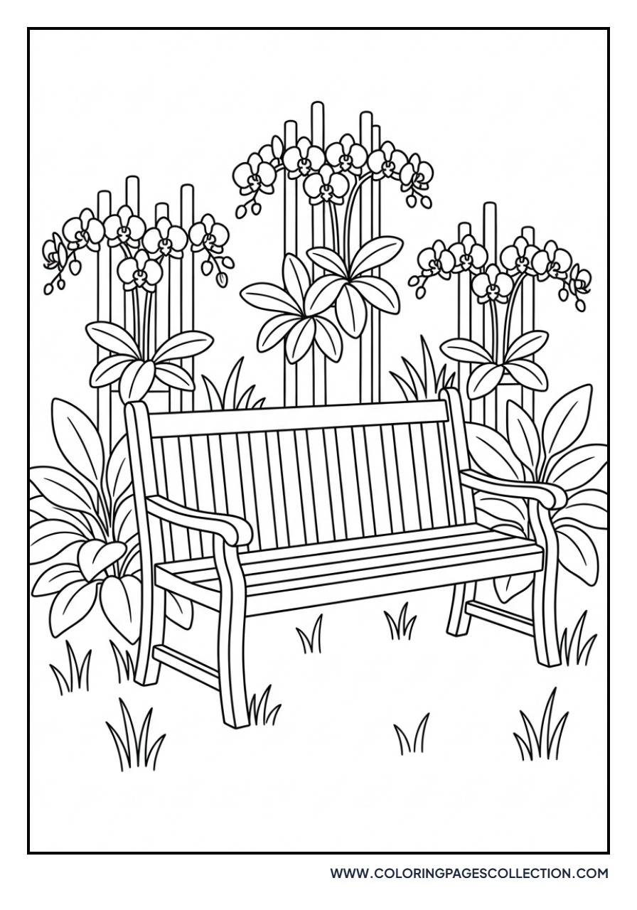 Orchid Garden Bench