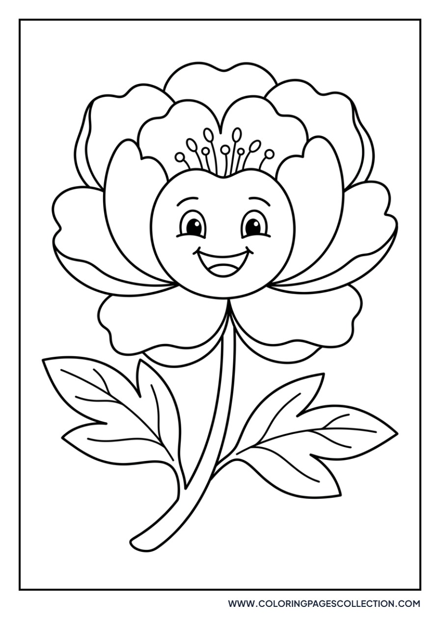 Cartoon Smiling Peony