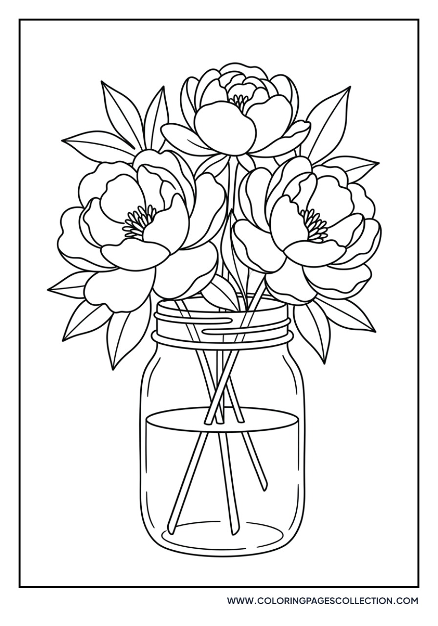 Peony and Mason Jar