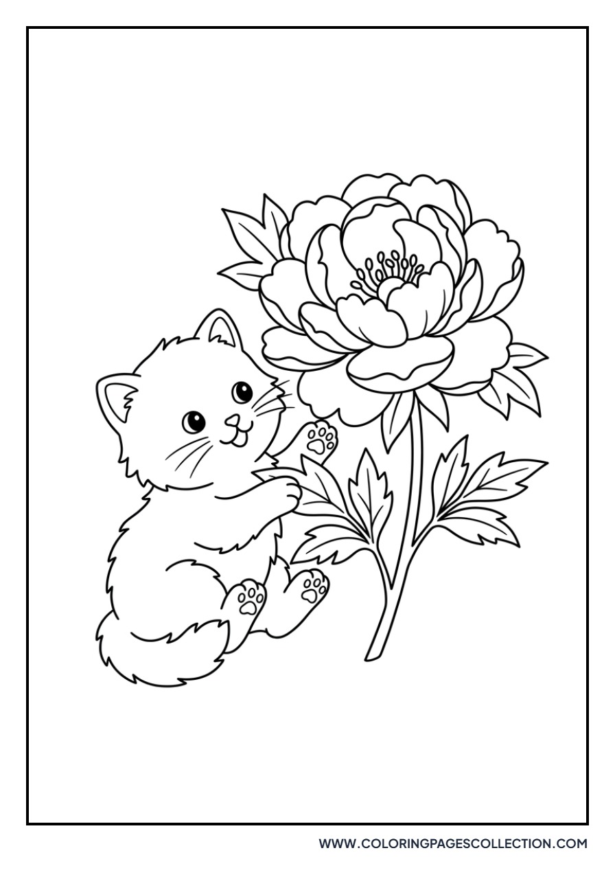 Peony and Small Cat