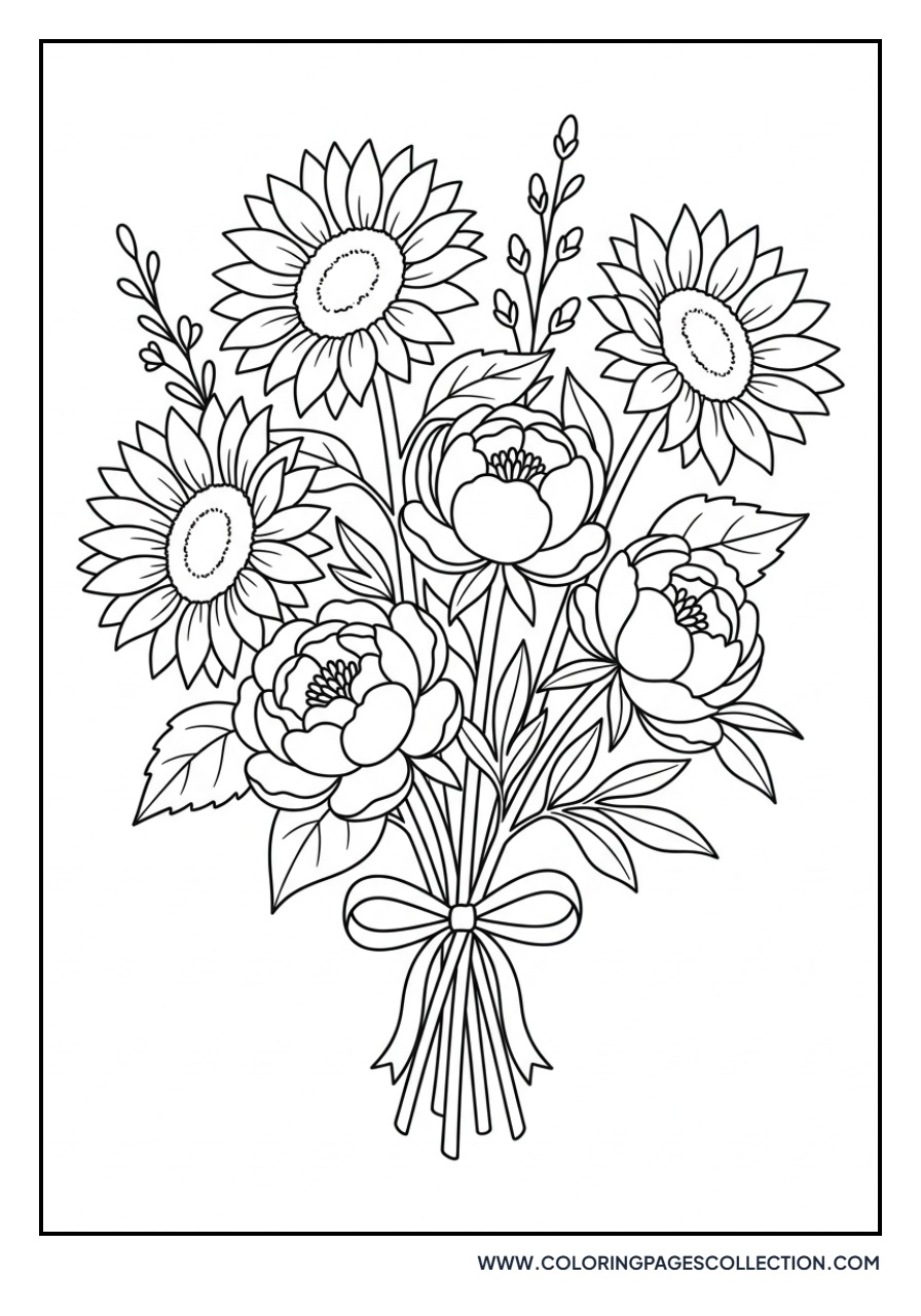 Peony and Sunflowers