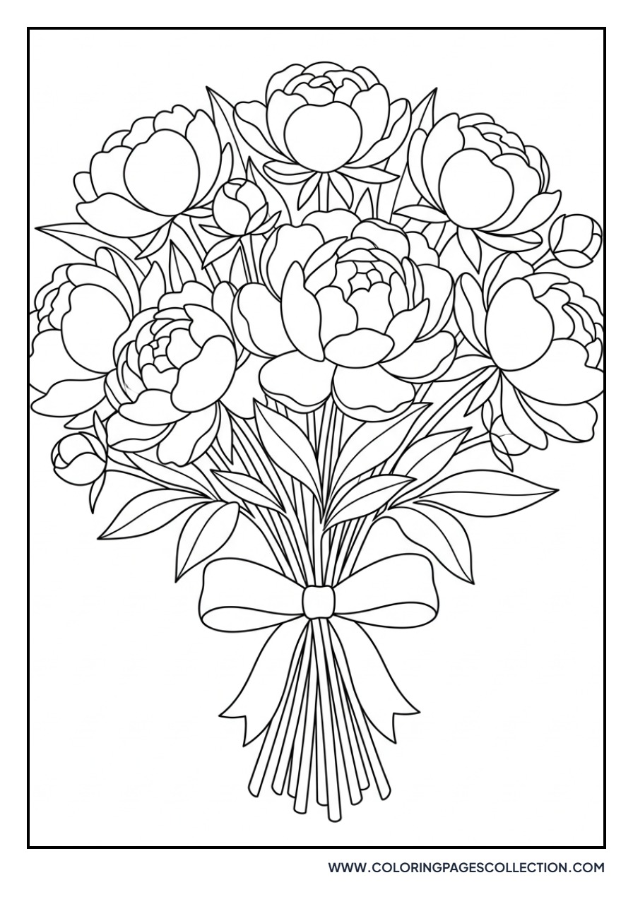 Peony Bouquet in Ribbon