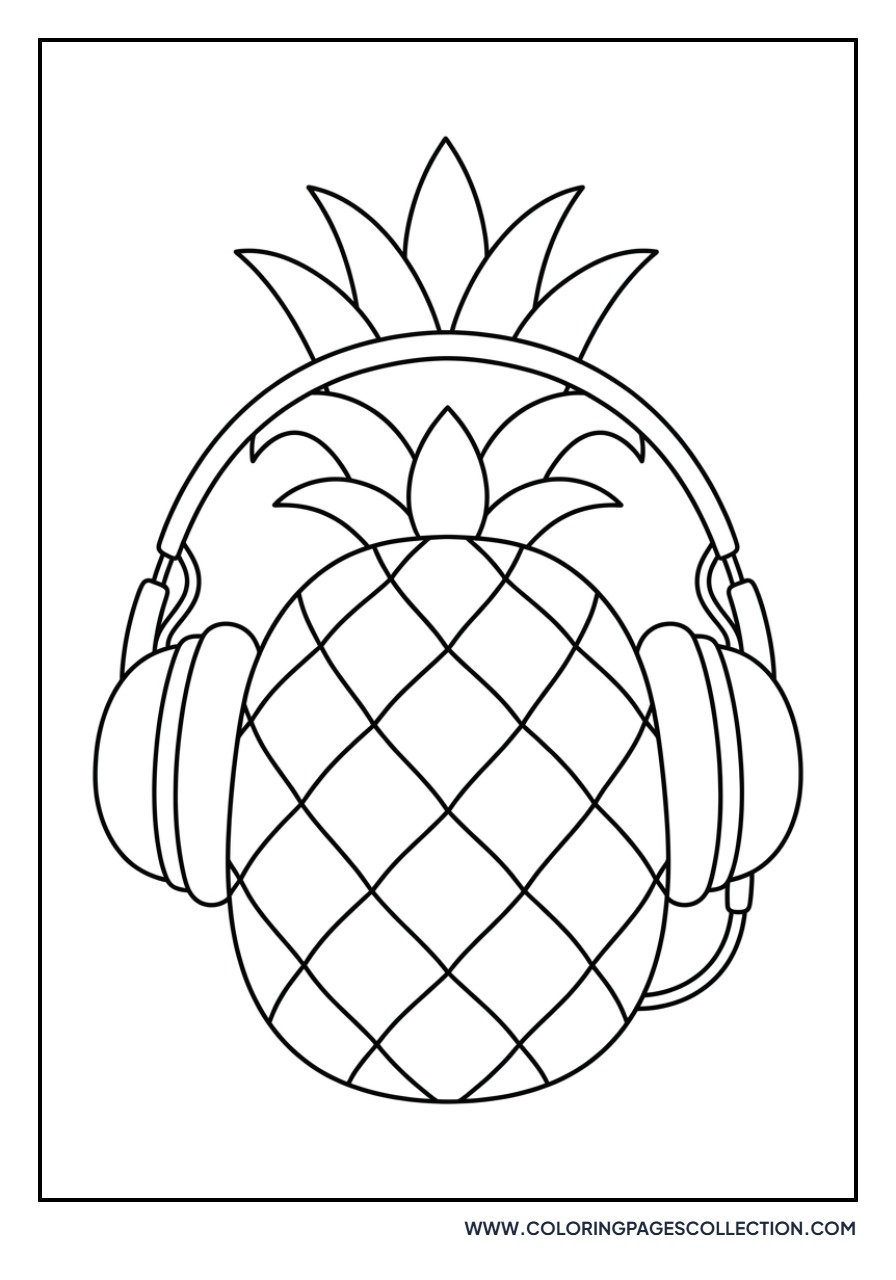 Pineapple Wearing Headphones