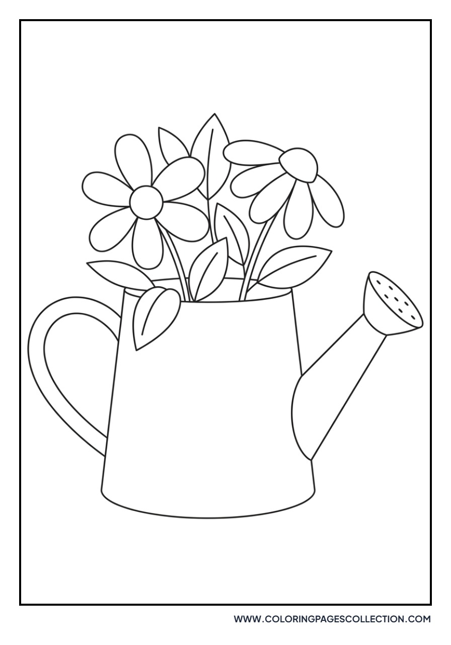 Garden Watering Can with Flowers