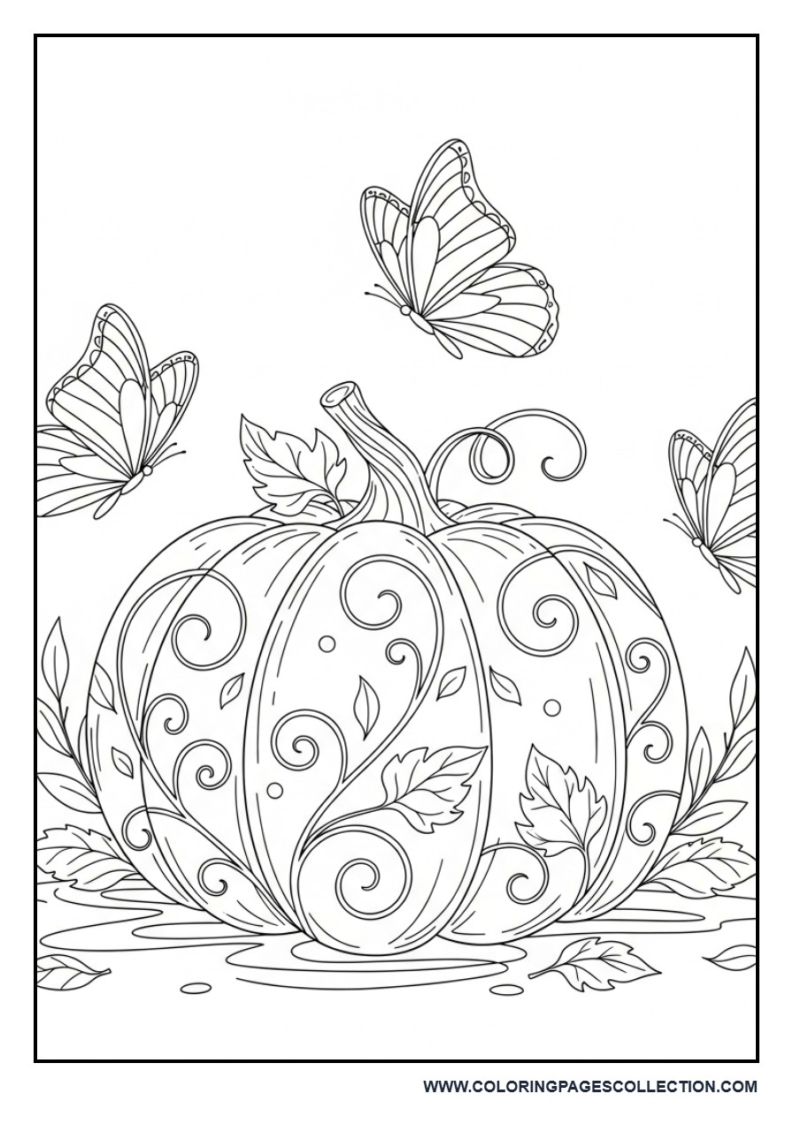 Pumpkin with Butterflies