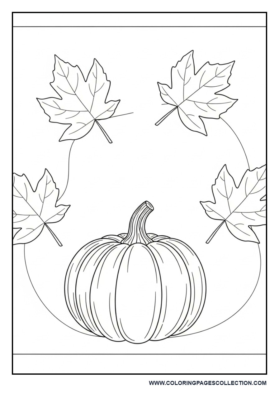 Pumpkin with Falling Leaves