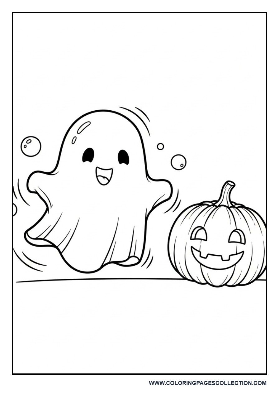 Pumpkin with Friendly Ghost
