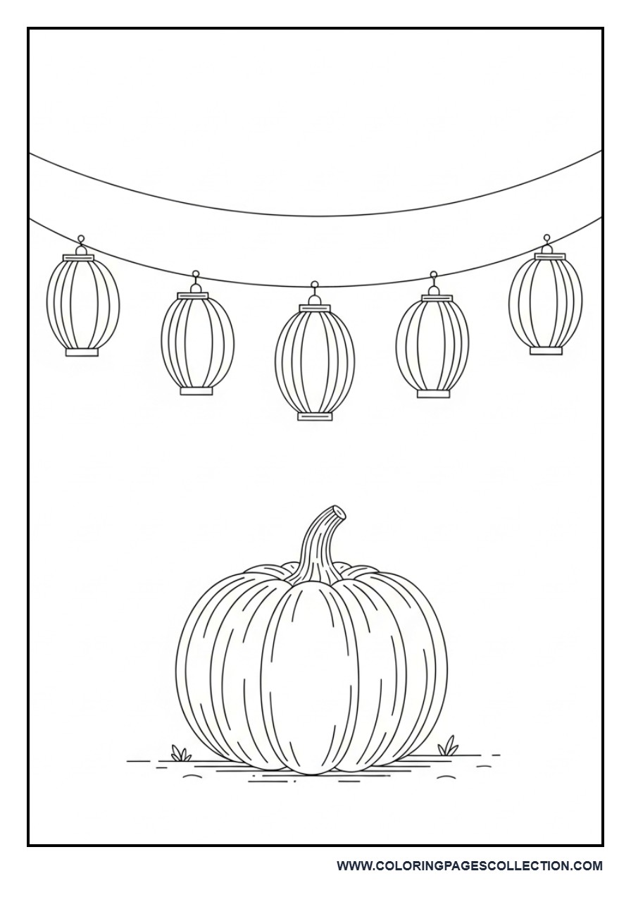 Pumpkin with Hanging Lanterns