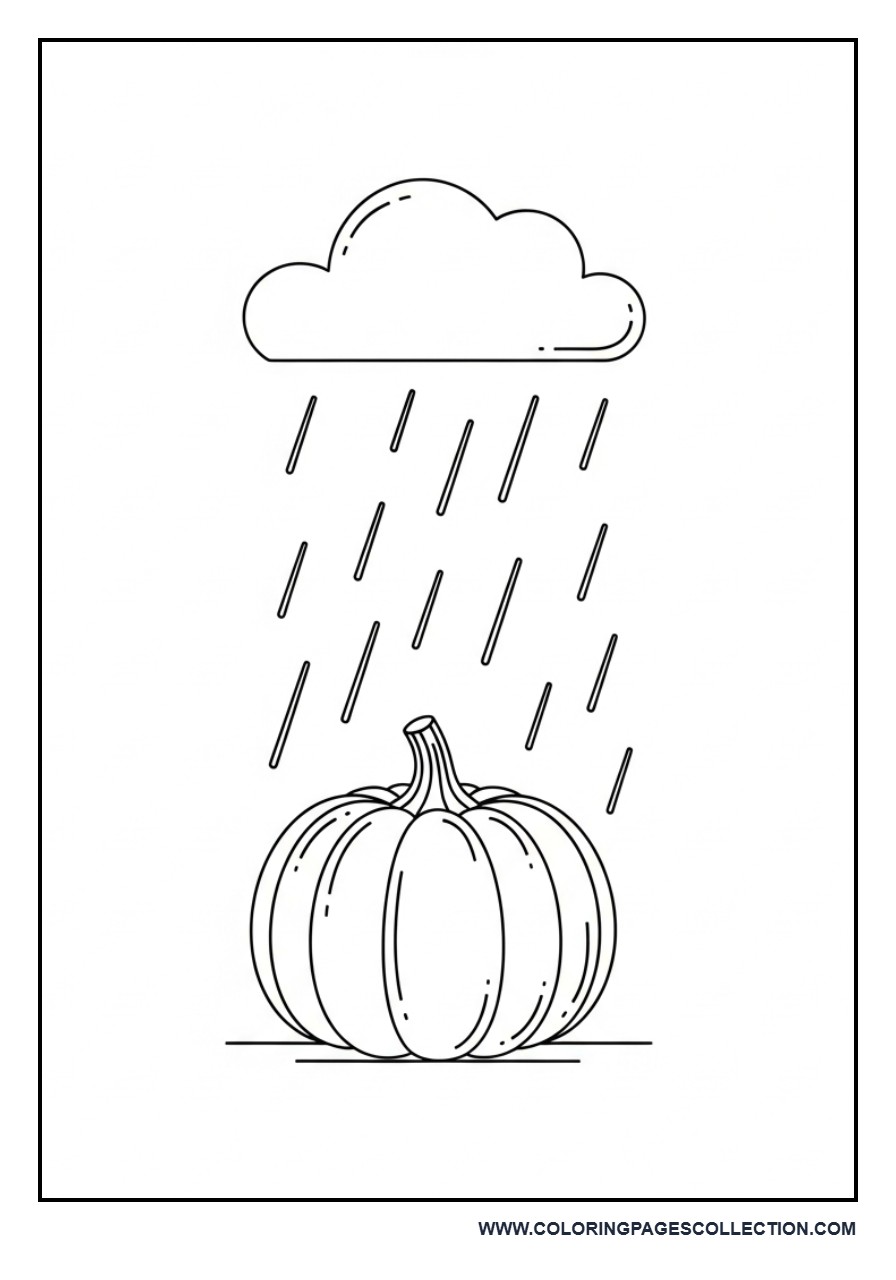Pumpkin with Rain Scene