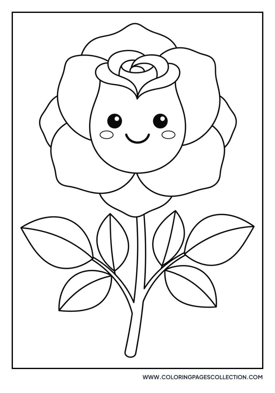 Cartoon Rose with Smile