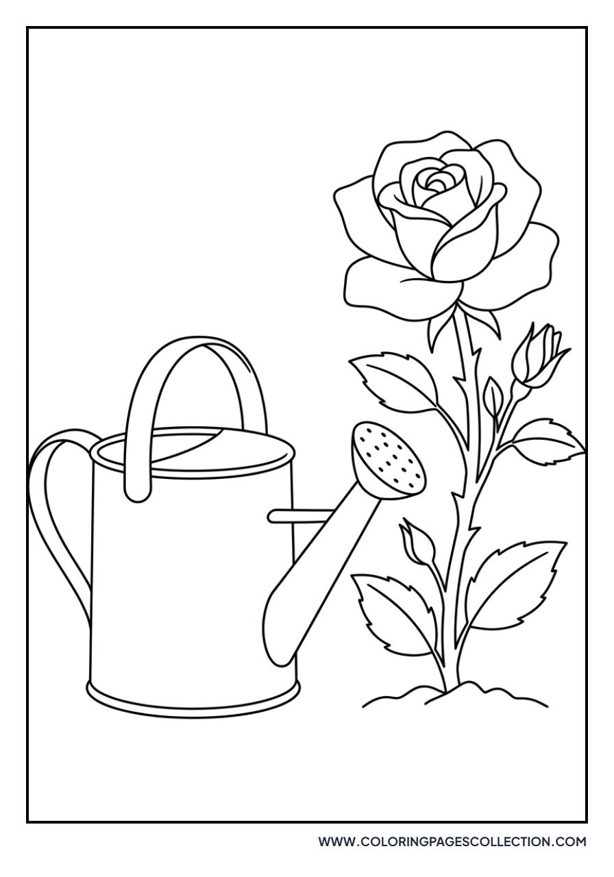 Rose and Watering Can