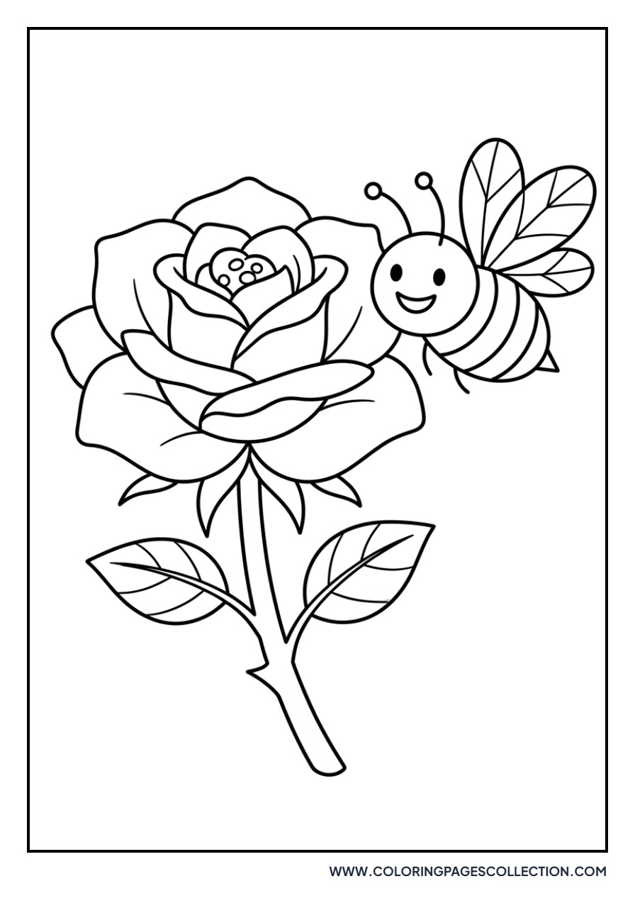 Rose with a Friendly Bee